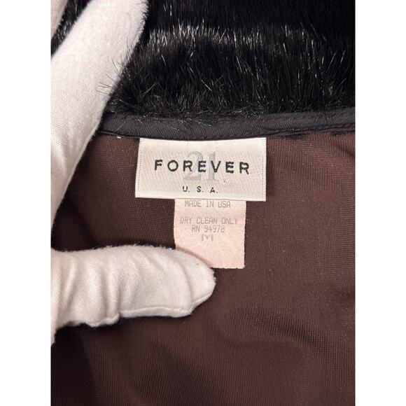Vintage Forever 21 Cardigan Medium Womens Y2K Fur Trim Velvet Mob Wife - Picture 7 of 8